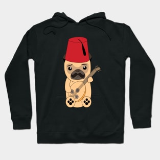 Pug dog playing Oud - Middle Eastern musical instrument Hoodie